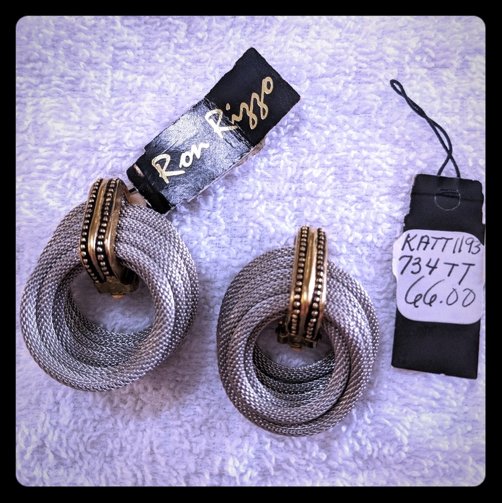 Ron Rizzo Cable Cord Clip on Earrings
